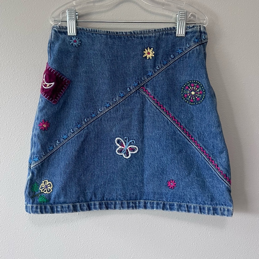 Gap Girls Vintage Embroidered Denim Skirt Size 8